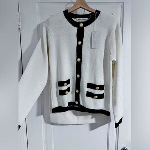 Marisa Christina Santana Knit Sweater Jacket Skirt Set Suit Pearl Buttons M/S